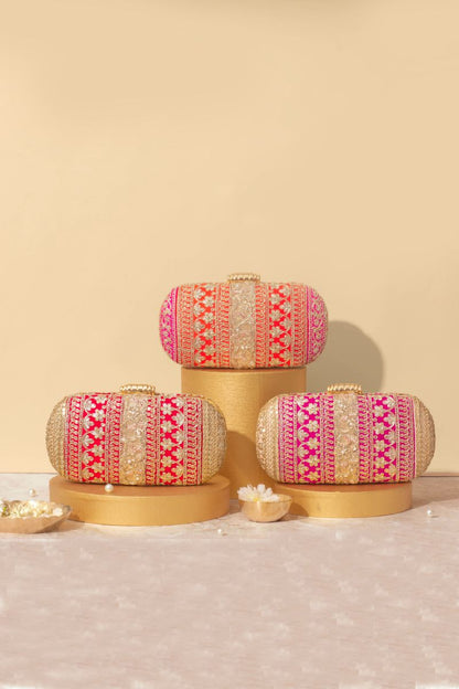 AMYRA - Naaz Capsule clutch - Pink and Peach