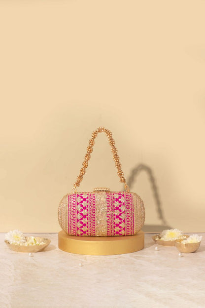 AMYRA - Naaz Capsule clutch - Pink and Peach