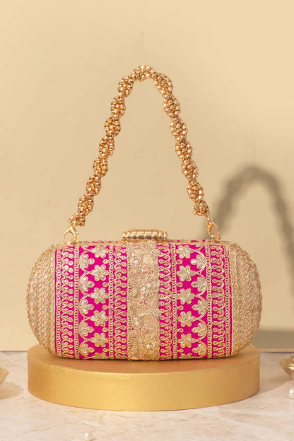 AMYRA - Naaz Capsule clutch - Pink and Peach
