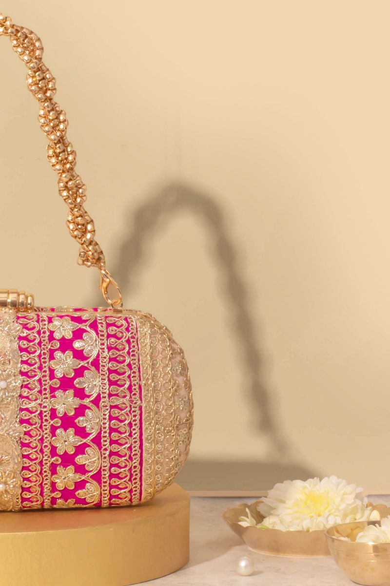 AMYRA - Naaz Capsule clutch - Pink and Peach