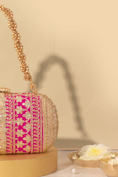 AMYRA - Naaz Capsule clutch - Pink and Peach