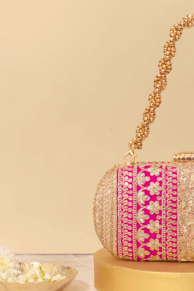 AMYRA - Naaz Capsule clutch - Pink and Peach
