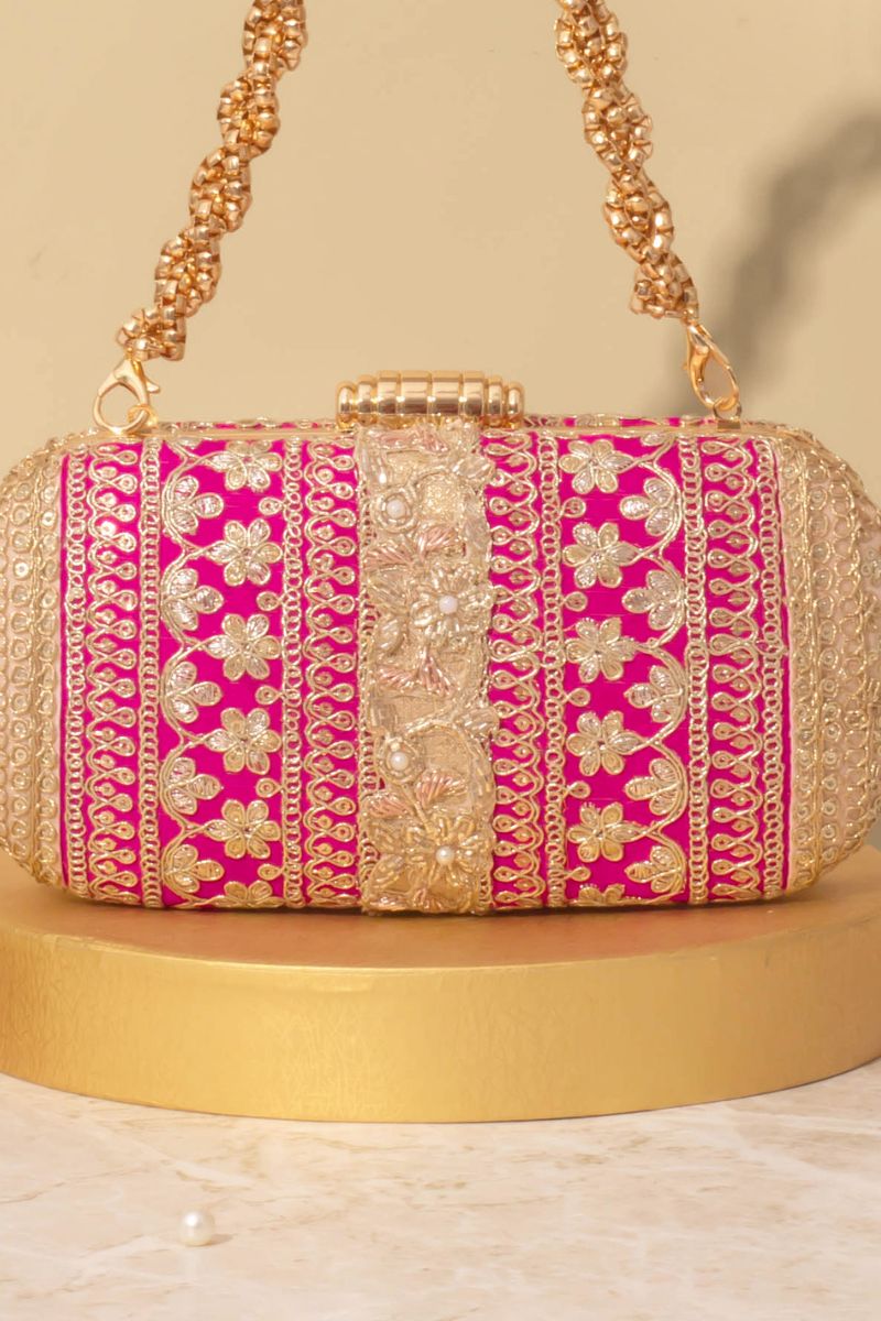 AMYRA - Naaz Capsule clutch - Pink and Peach