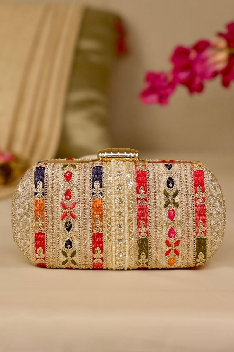 AMYRA - Naaz Embroidered Capsule Clutch - Multicolor