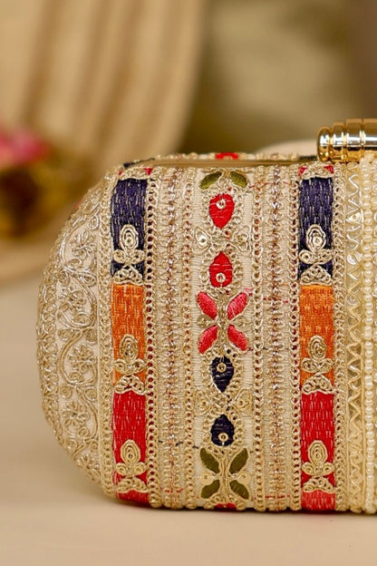 AMYRA - Naaz Embroidered Capsule Clutch - Multicolor