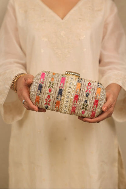 AMYRA - Naaz Embroidered Capsule Clutch - Multicolor