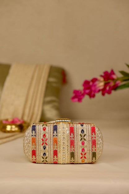 AMYRA - Naaz Embroidered Capsule Clutch - Multicolor