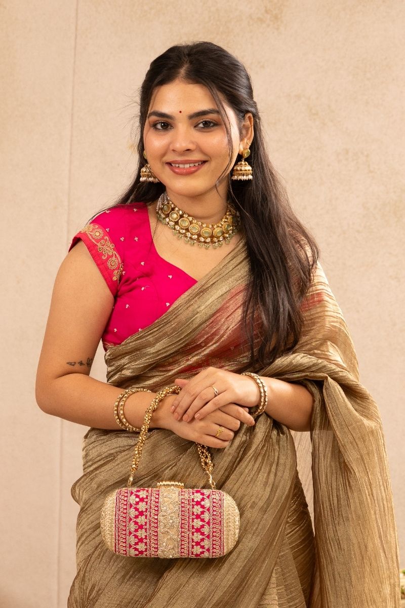 AMYRA - Naaz Capsule clutch - Pink and Peach