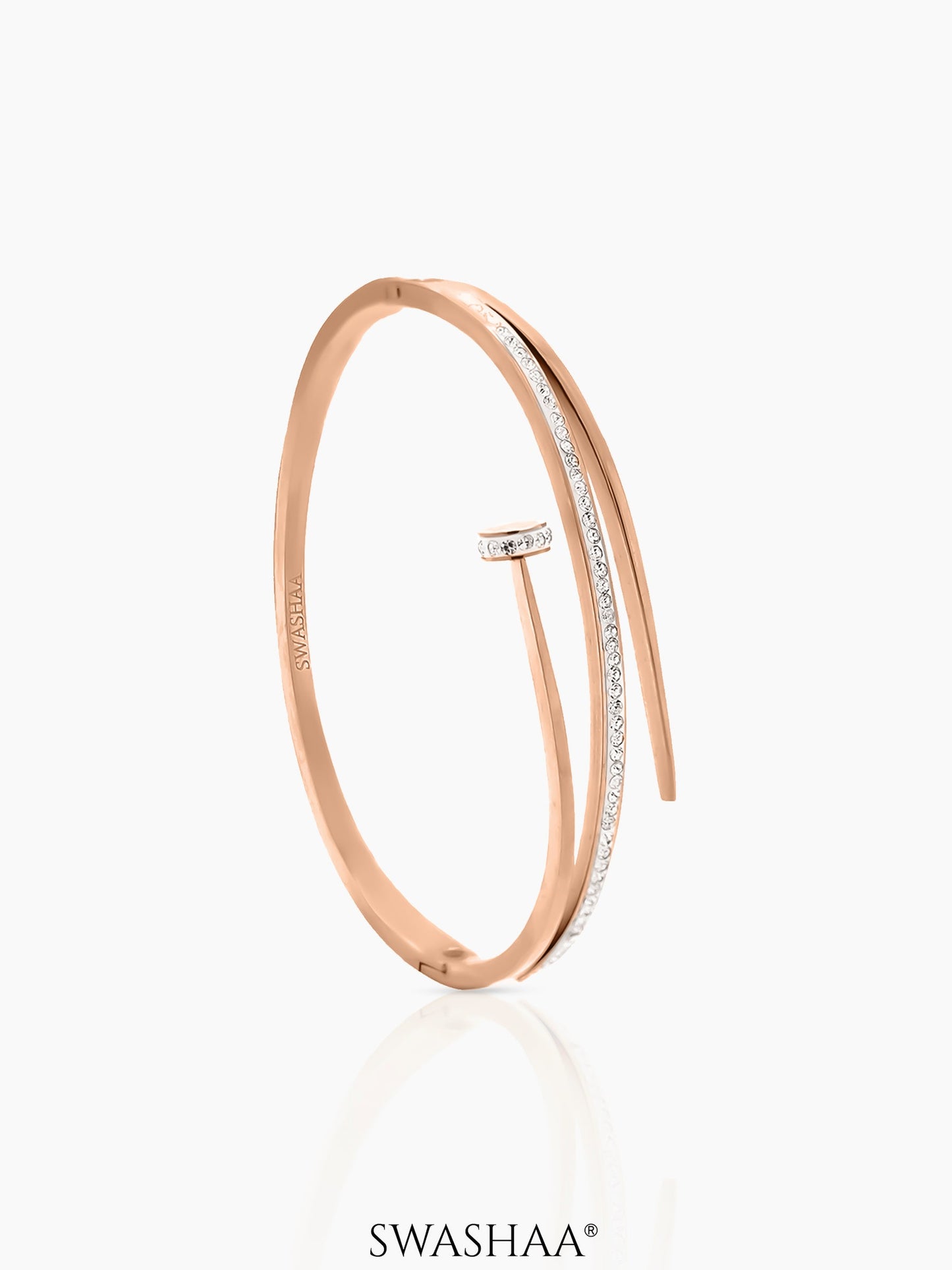Nail Diamond CZ Rosegold Plated Studded Bracelet