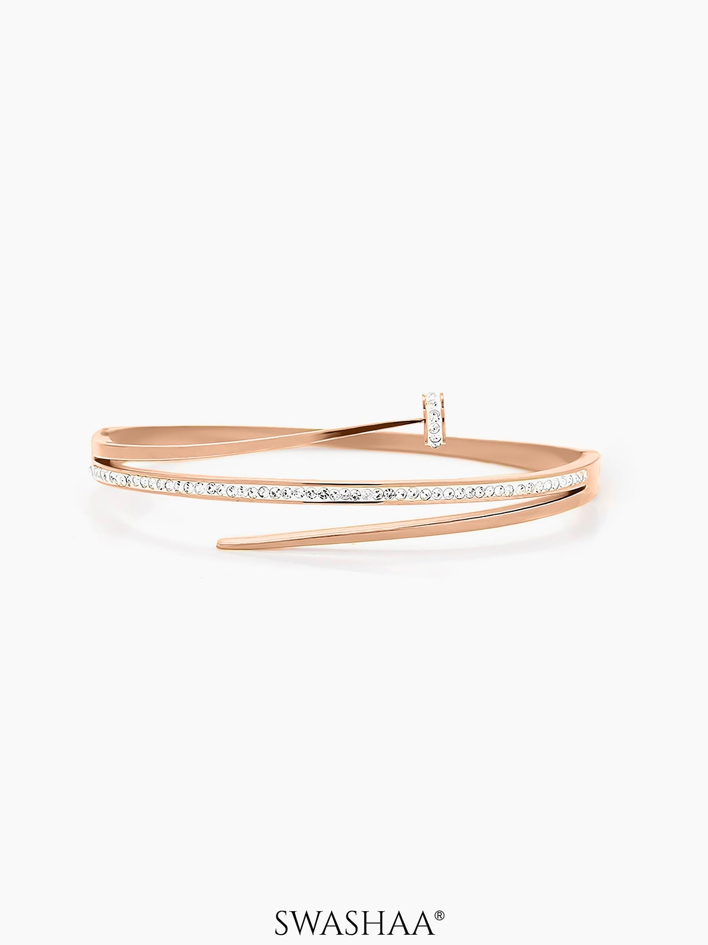 Nail Diamond CZ Rosegold Plated Studded Bracelet