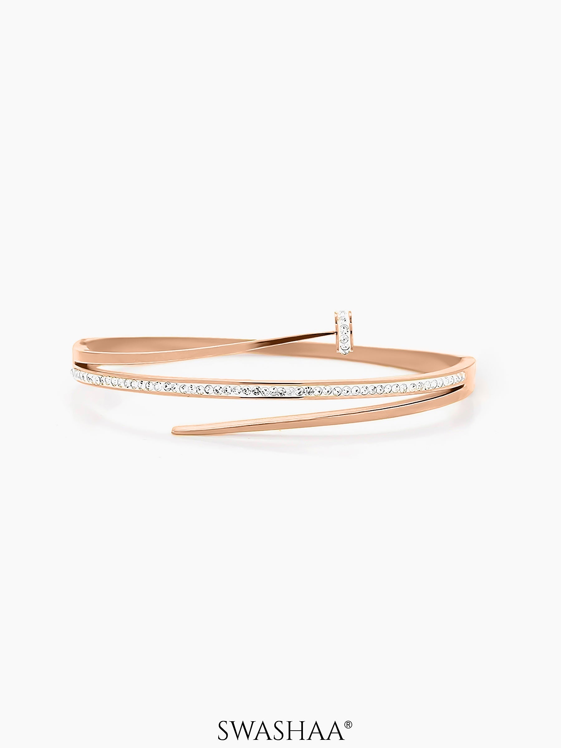 Nail Diamond CZ Rosegold Plated Studded Bracelet