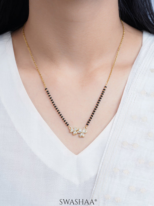 Naisha Diamond Heart Flower Clover 18K Gold Plated Mangalsutra