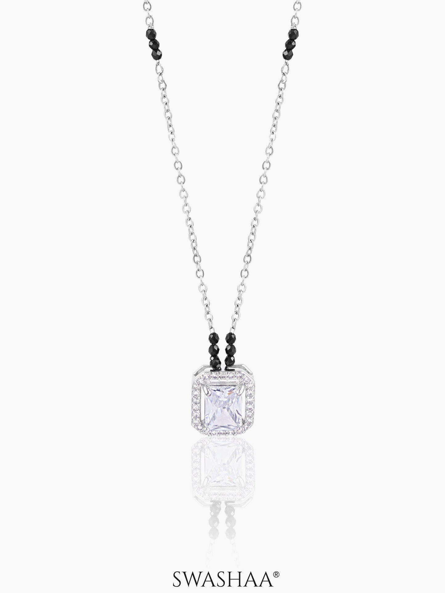 Nayaa Diamond Solitaire Silver Pendant Mangalsutra