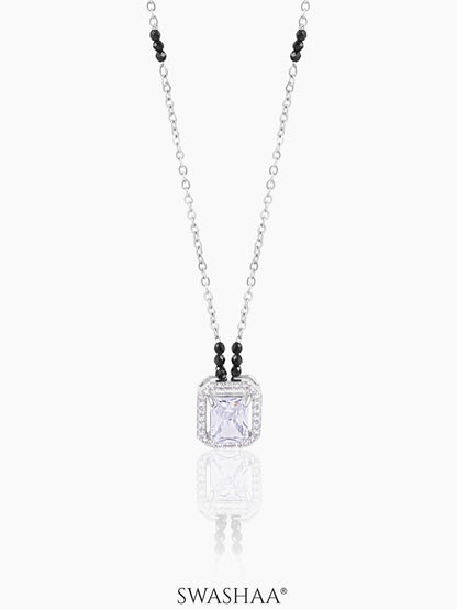 Nayaa Diamond Solitaire Silver Pendant Mangalsutra