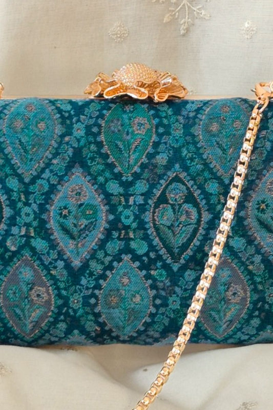 Neer pashmina cashmere clutch - Blue