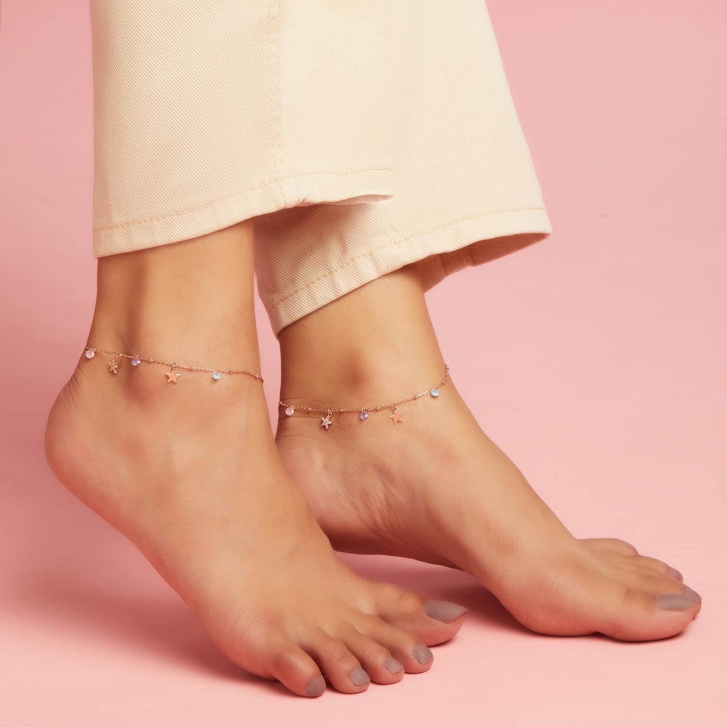 Star Drop 925 Sterling Silver Anklet