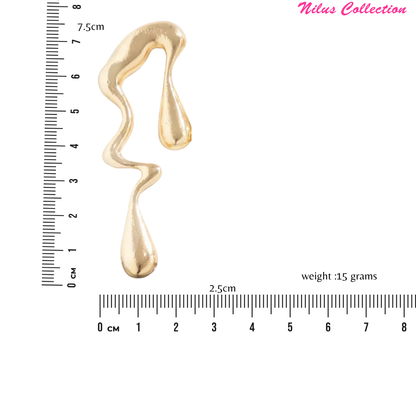 Abstract Drip Design Earrings in Gold Trendy and Modern Look