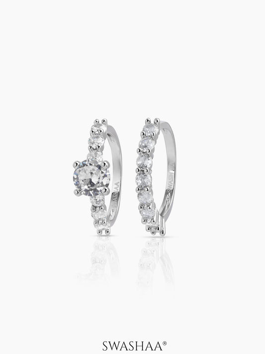 Nora Set Of 2 Silver Diamond Solitaire Women's Ring