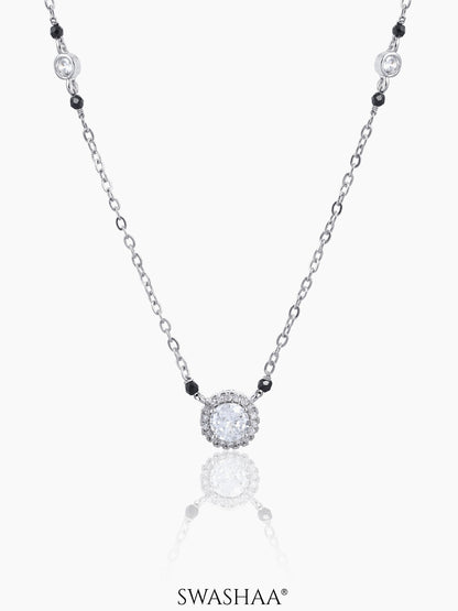 Nyra Diamond Solitaire Silver Mangalsutra