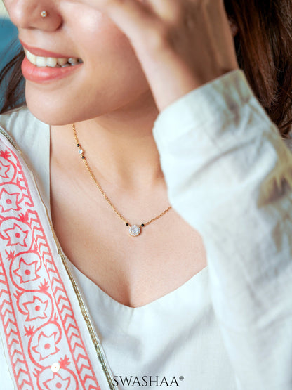 Nyra Diamond Solitaire 18K Gold Plated Mangalsutra