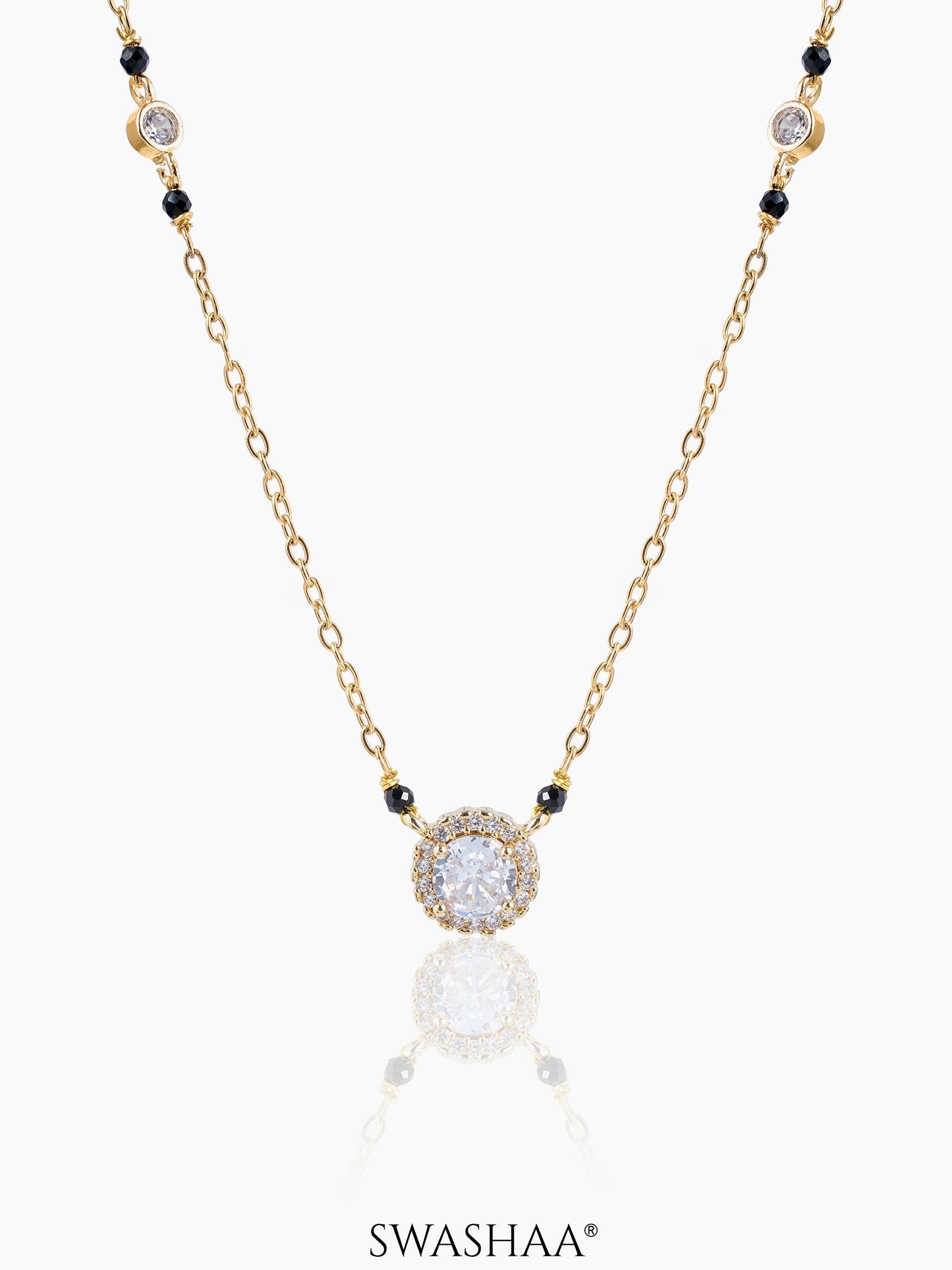 Nyra Diamond Solitaire 18K Gold Plated Mangalsutra