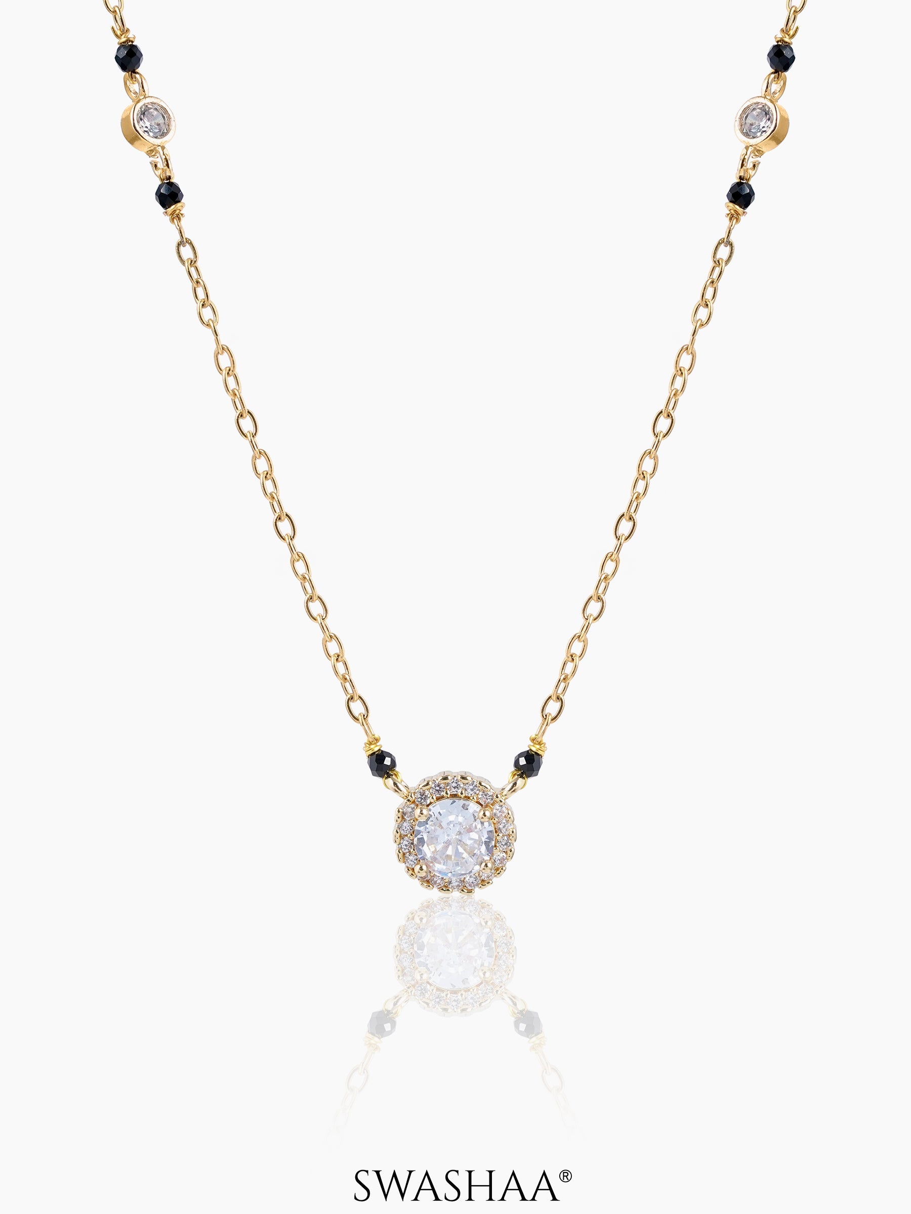 Nyra Diamond Solitaire 18K Gold Plated Mangalsutra