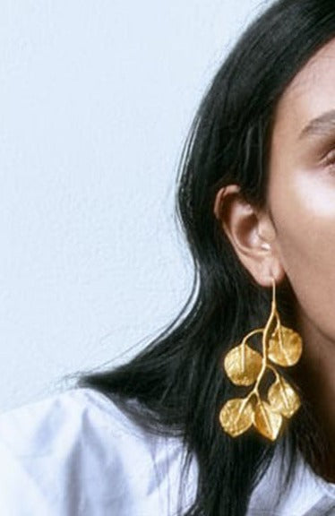 Golden Leaf Dangle Earrings JLT11670