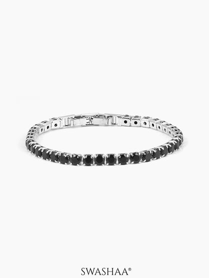 Orion Diamond Black Silver Tennis Loose Bracelet