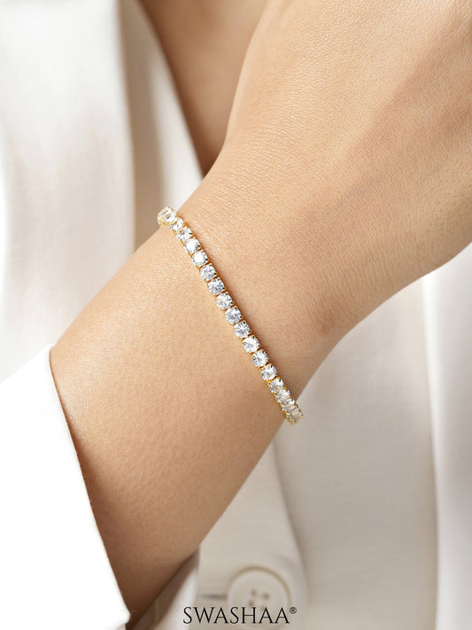 Orion Round Cut CZ Diamond White Rosegold Plated Women's Tennis Bracelet