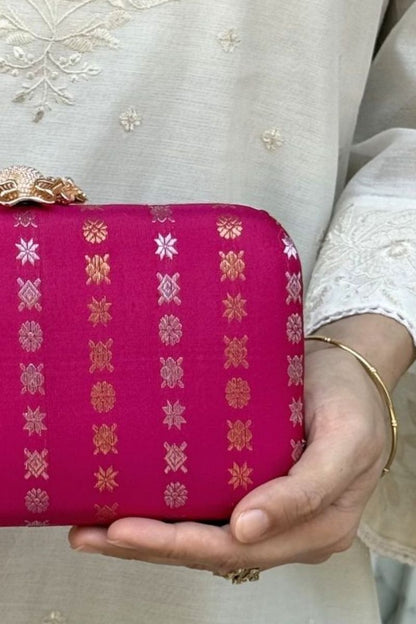 Palki Pure Kanchi Silk Clutch - Pink