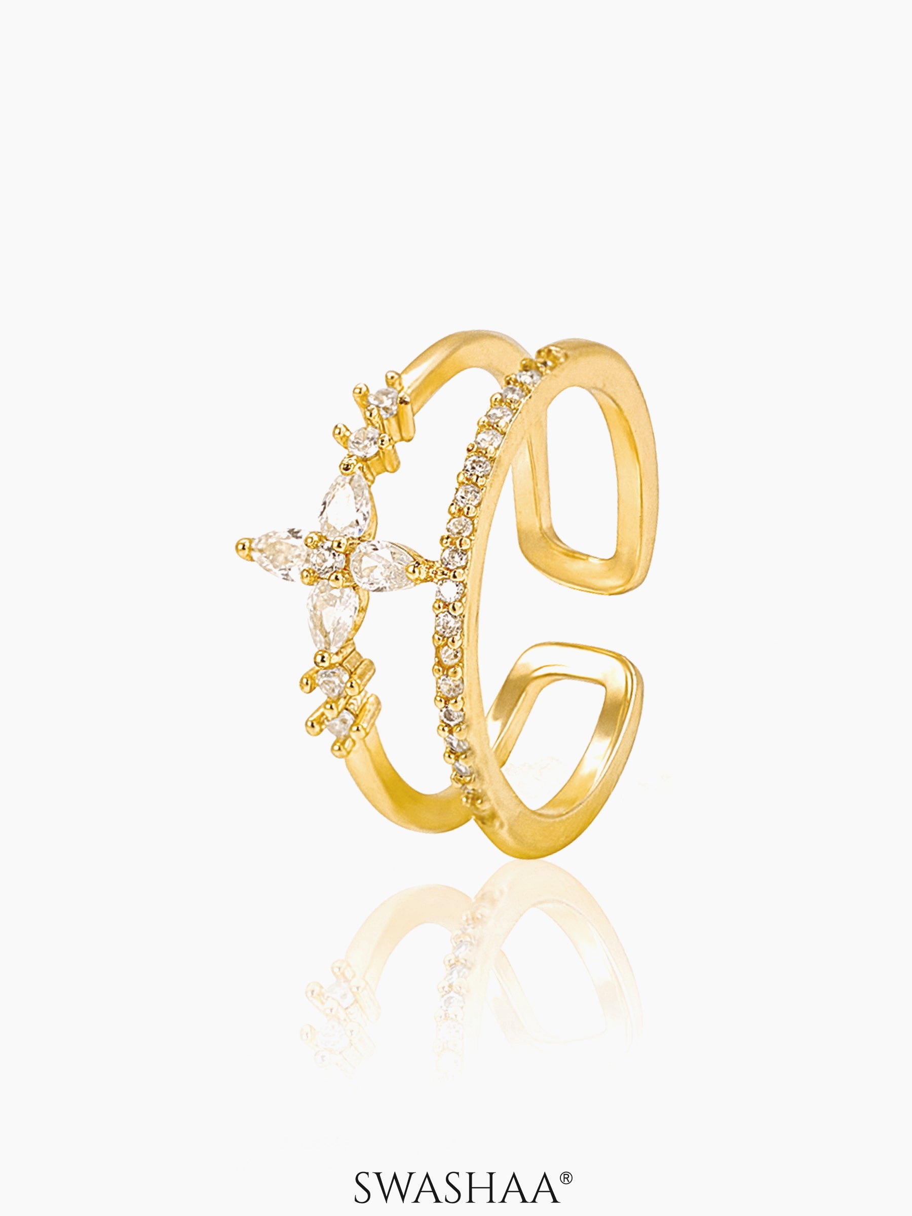 Parisha Sparkling Crystals 18K Gold Plated Ring