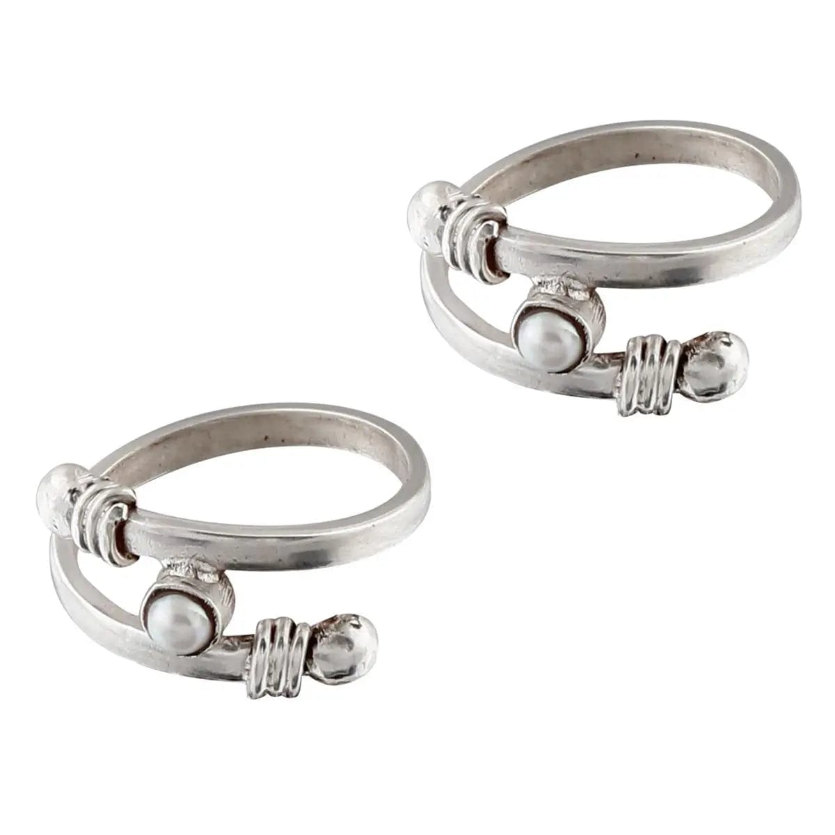 Pearl Adjustable Sterling 92.5 Sterling Silver Toe Ring (Pair)