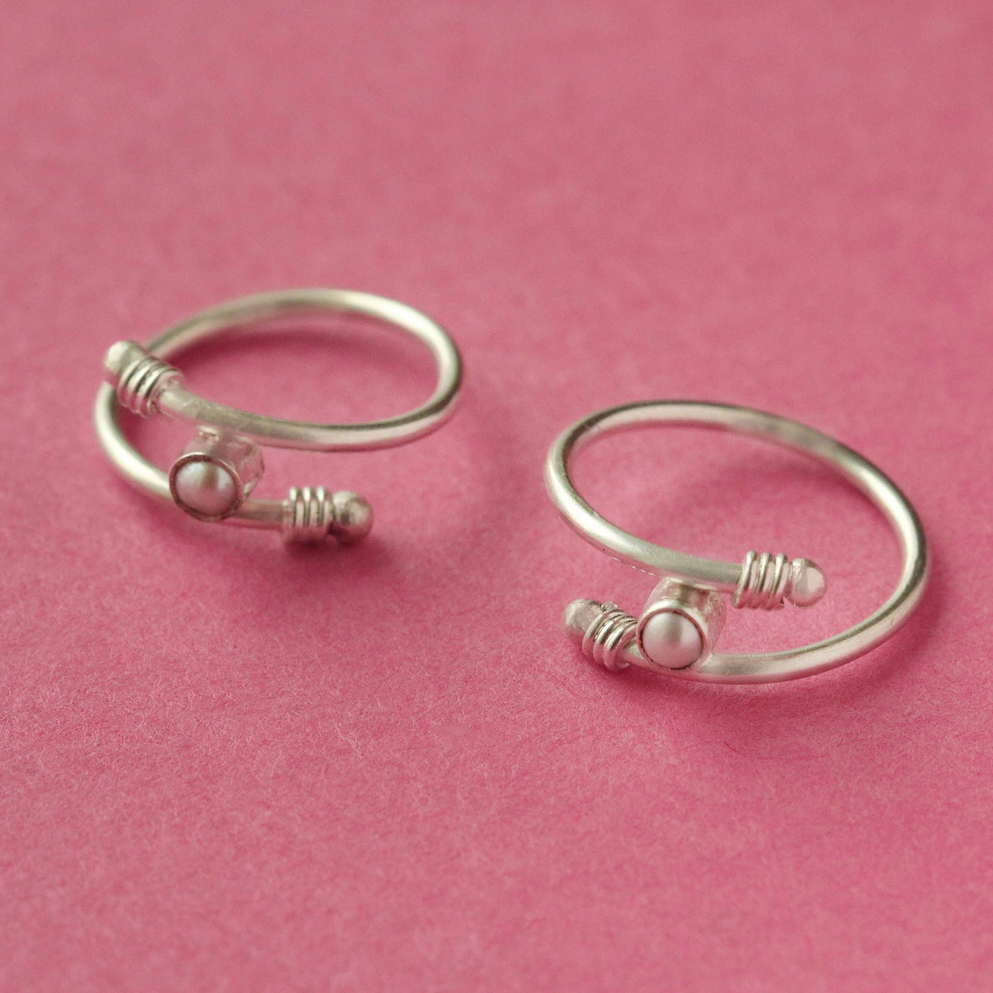 Pearl Adjustable Sterling 92.5 Sterling Silver Toe Ring (Pair)