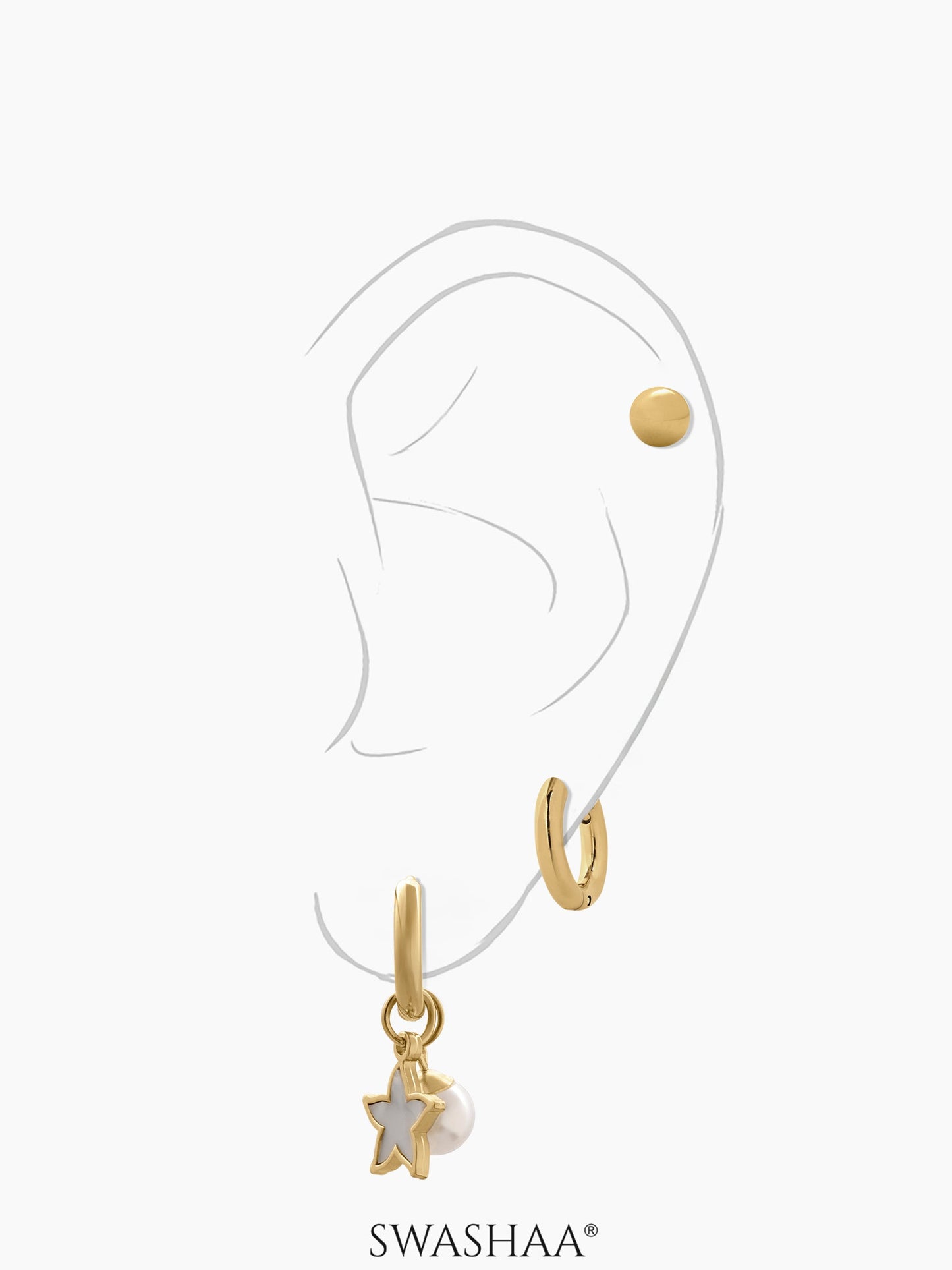 Pearl & Star Earrings Set - Swashaa