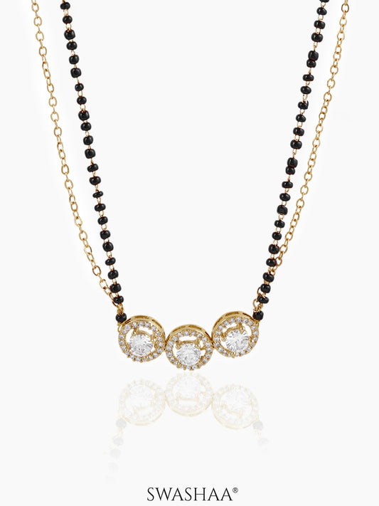 Pihu Three Round CZ Diamond Layered 18K Gold Plated Mangalsutra