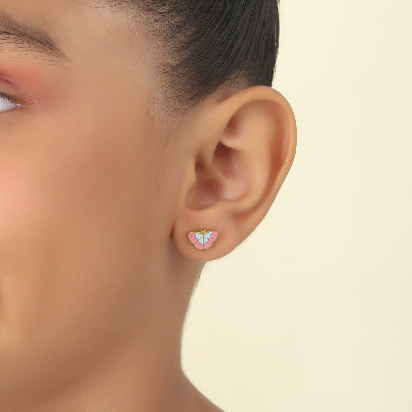 Pink Butterfly 18K Gold Plated Children's Earrings - Twisty Locks  - Kids and Women Hair Accessories, Fashion Clothing and Jewellery India