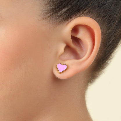 Pink Heart 18K Gold Plated Children's Earrings - Twisty Locks  - Kids and Women Hair Accessories, Fashion Clothing and Jewellery India