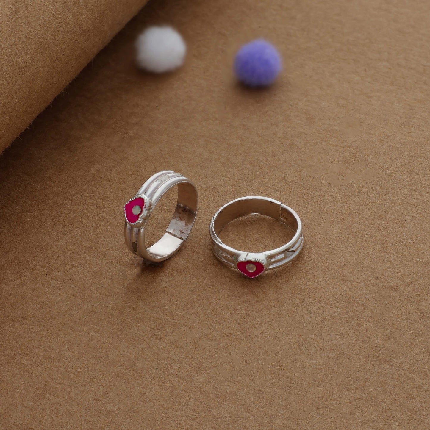 Pink Layered Heart Silver Toering | Adjustable | Lightweight |  Everyday Wear