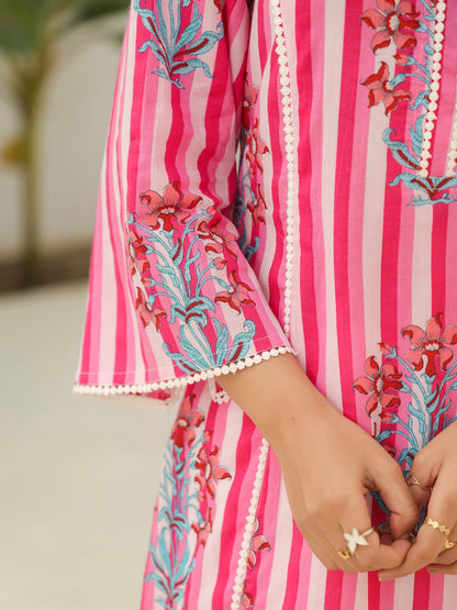 Pink stripe ethnic wear kurta