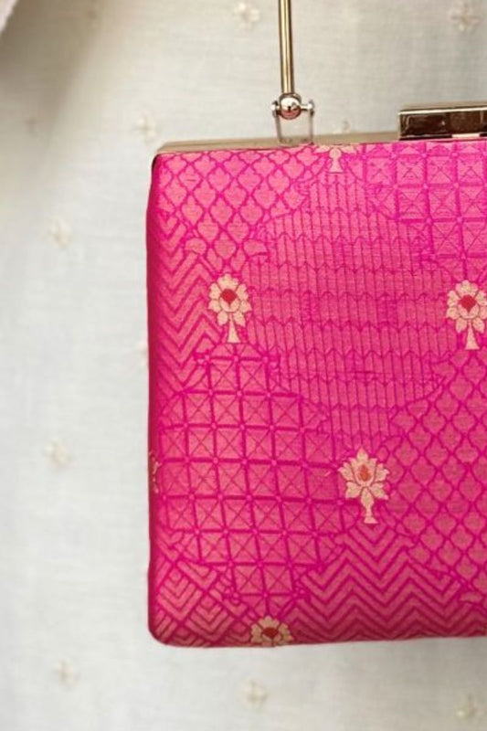 Zahri Silk Clutch - Pink