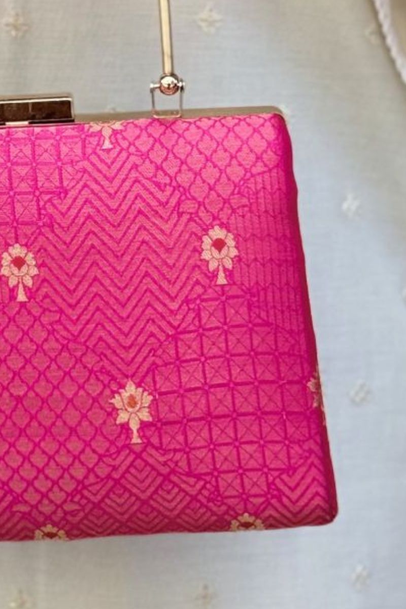Zahri Silk Clutch - Pink