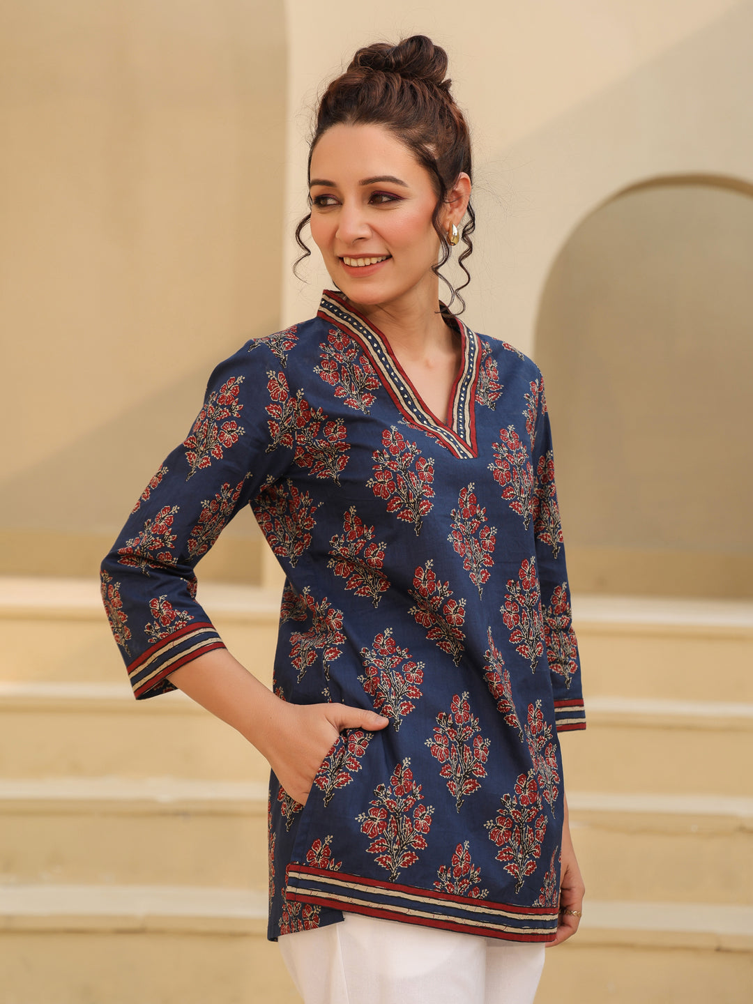 Printed Ajrakh Cotton Top