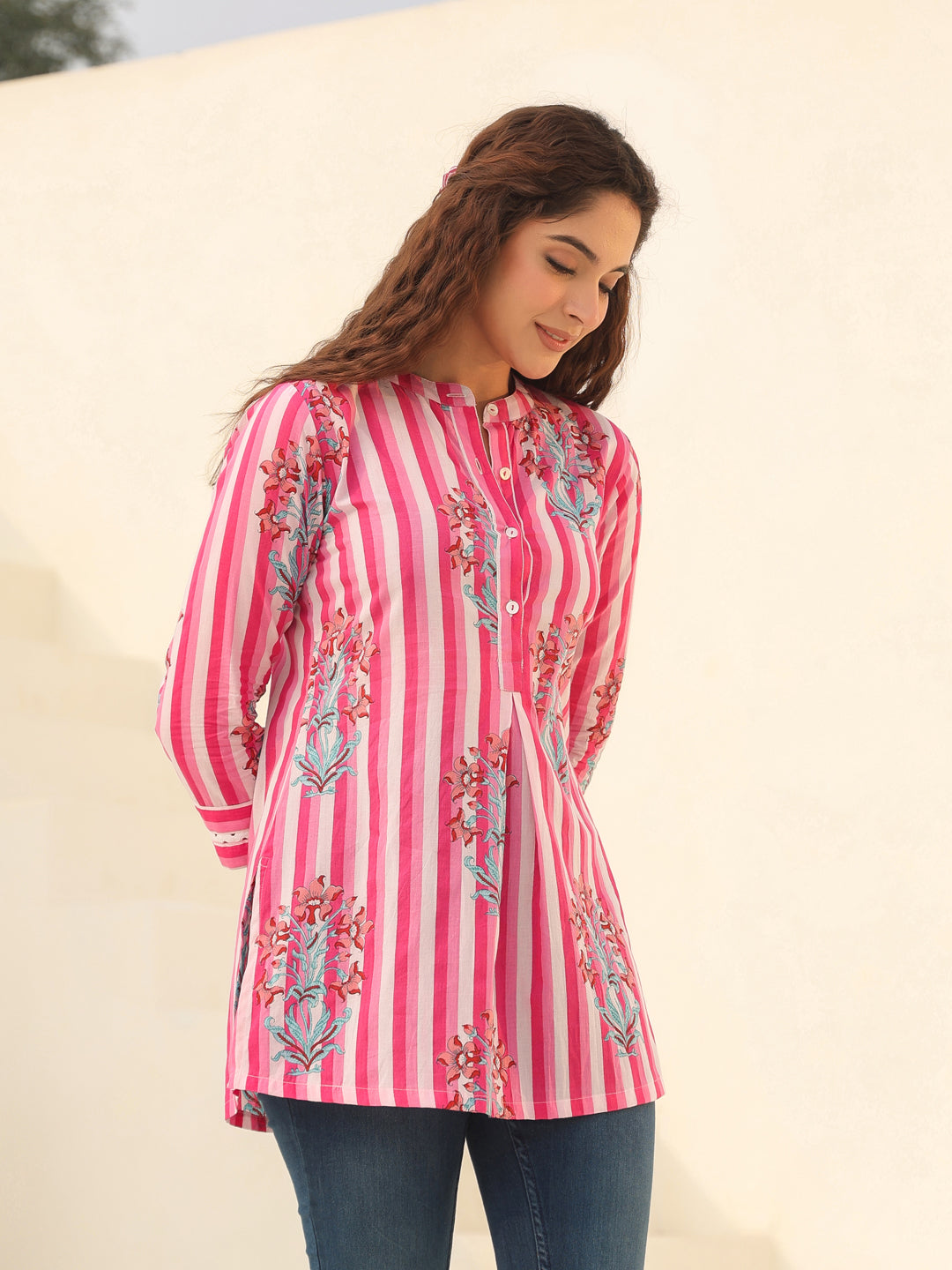 Printed Cotton A-Line Top