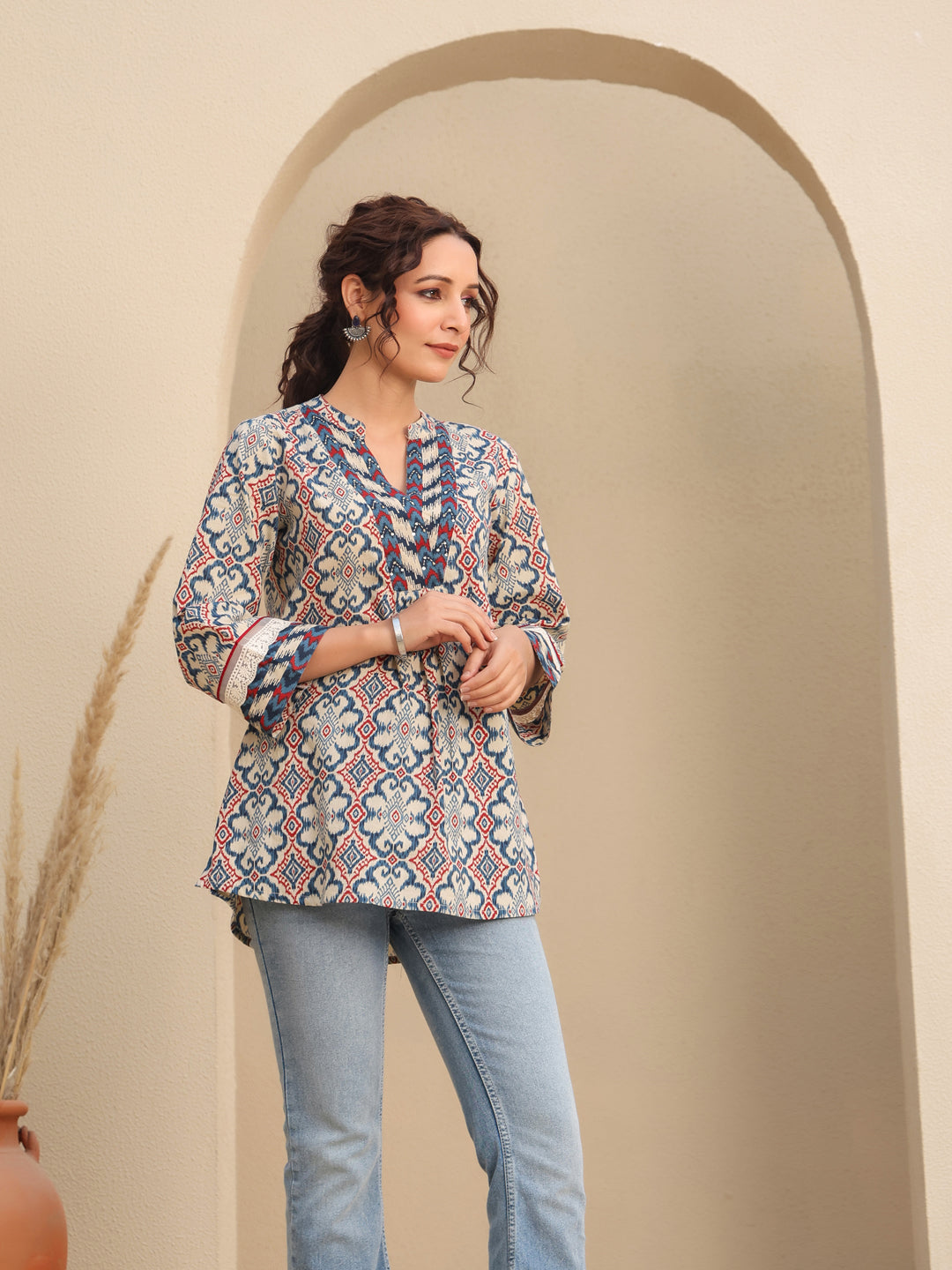 Printed casual cotton top