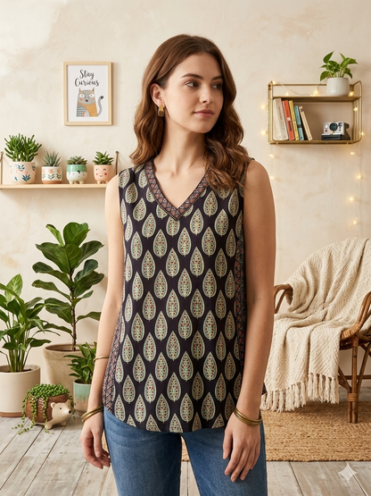 Printed cotton top for women