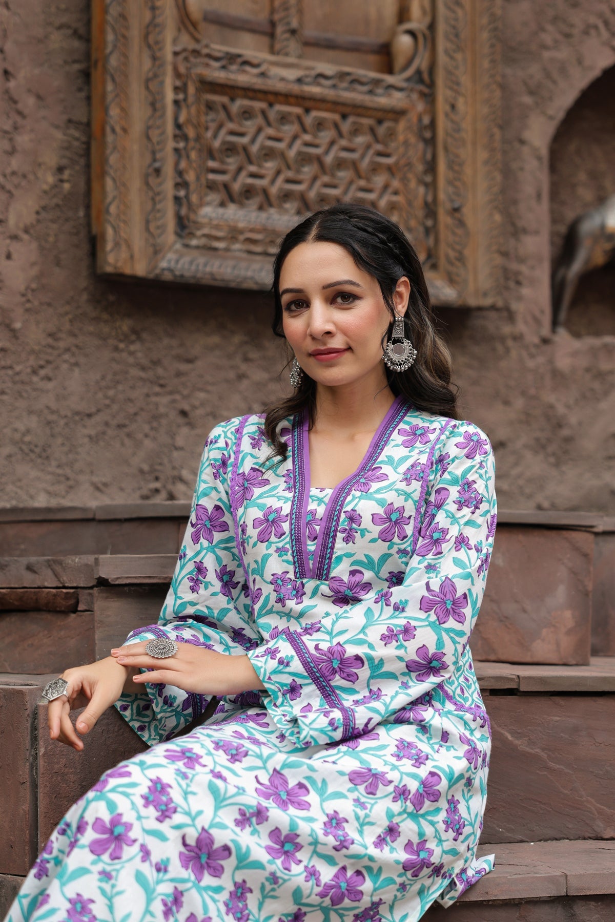 Printed flower kurta