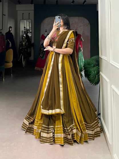 Pure Rayon Sequence Lace Gota Patti work Navratri Garba Special Chaniya Choli (Ready to Wear) Ethenika.com