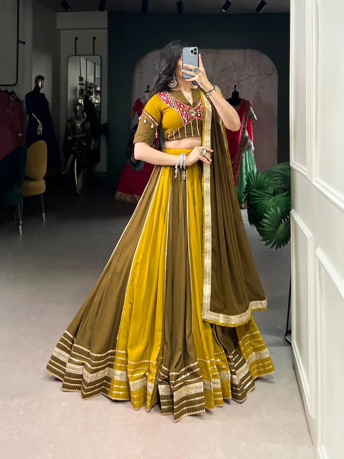 Pure Rayon Sequence Lace Gota Patti work Navratri Garba Special Chaniya Choli (Ready to Wear) Ethenika.com