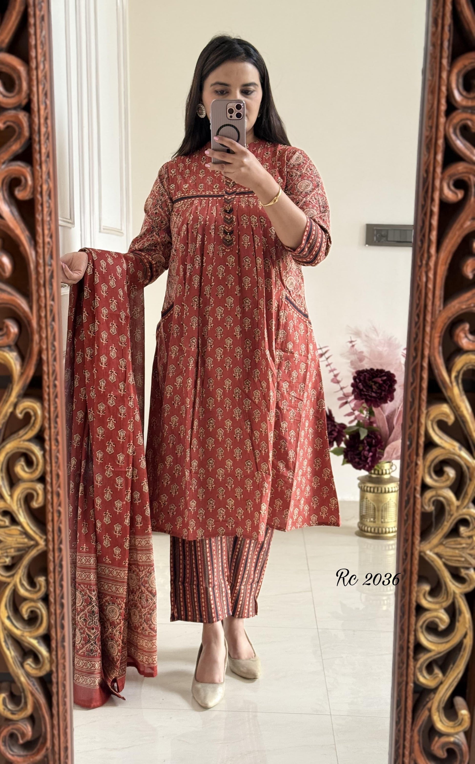 Pure Soft Cotton Summer Special Block Print work Kurti Pant Dupatta Set (Ready to Wear) - Premium  from Ethenika.com  - Just INR 2590! Shop now at Ethenika.com 