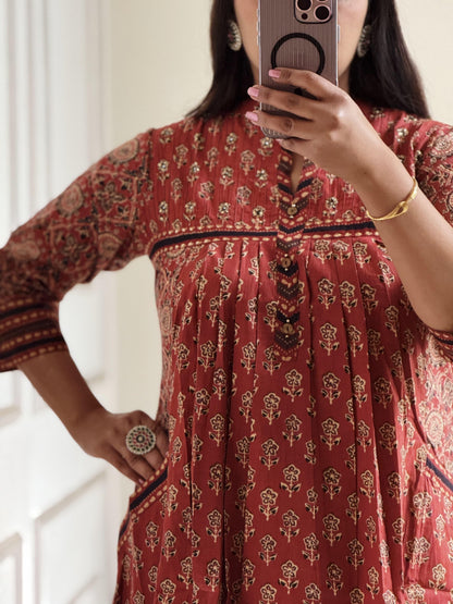 Pure Soft Cotton Summer Special Block Print work Kurti Pant Dupatta Set (Ready to Wear) - Premium  from Ethenika.com  - Just INR 2590! Shop now at Ethenika.com 